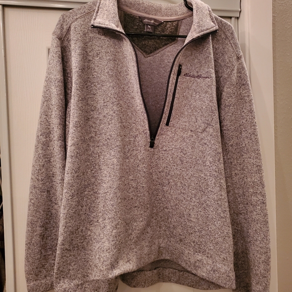 Eddie Bauer Gray Men's Fleece Lined Half Zip Sweater - Picture 6 of 6